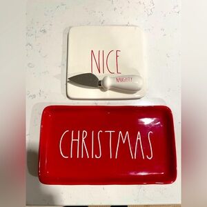 Rae Dunn Christmas Plate and Naughty/Nice Cheese Plate